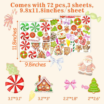 Christmas Ornaments Wall Decals Peel and Stick Christmas Candy Wall Stickers Removable Candy Cane Wall Stickers Peppermint Floor Decals Xmas Candyland Home Decor Holiday Party Decorations