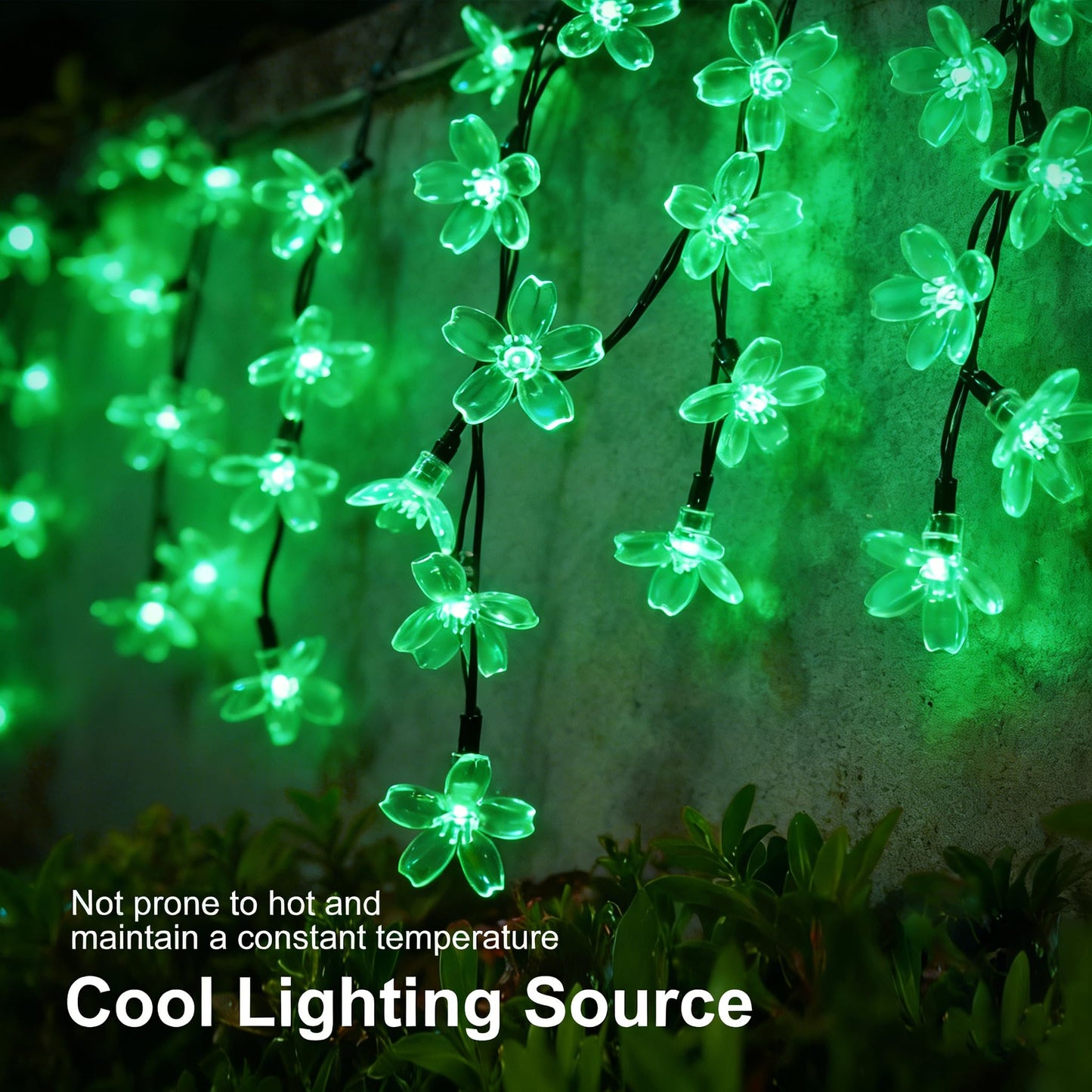 Vruxuri 2 Pack Total 52FT 120 LED Solar String Lights Outdoor Waterproof Flower Fairy Lights for Garden Fence Patio Yard Christmas Tree Lawn Wedding Party Decor, Green