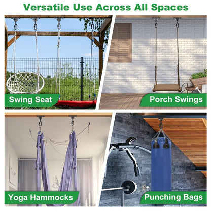 SELEWARE 2000LB Capacity Heavy Duty Swing Hangers, 2 Pack Black Cast Iron Porch Swing Hangers Kit with Screws for Wooden Sets Porch Patio Playground Yoga Hammock Chair Heavy Bag Indoor & Outdoor Use