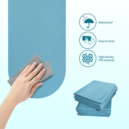 PROIRON Foldable 72"x24"x0.24"(6mm) TPE Yoga Mat,NOT PVC!!!-Folding Yoga Mat Thick for Home Workout & Travel, Eco-Friendly TPE Non Slip Yoga Mats with Storage Bag,Portable Yoga Mat for Home Gym, Pilates, Fitness,Stretching-turquoise