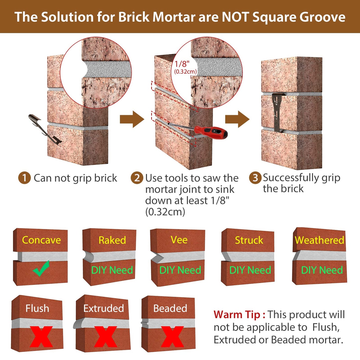 Brick Hook Clips for Hanging Outdoors, Brick Hangers for Brick Wall Hanging No Drill and Nails, Heavy Duty Brick Siding Clips Wall Hangers Fits Standard Brick 2-1/4" to 2-3/8" in Height (24, Standard)