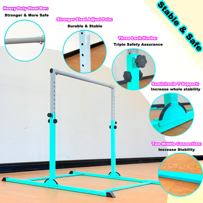 MARFULA Gymnastic Bar for Kids Gymnastic Kip Bar Horizontal Bar Teal Bar Gymnastic Training Equipment for Kids 3-15 Years Home and Club Use