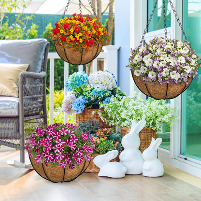 ZeeDix Hanging Baskets for Plants Outdoor-3 Pack 12 Inch Hanging Planters with Coconut Liners, Metal Round Hanging Planter for Flowers Vegetables