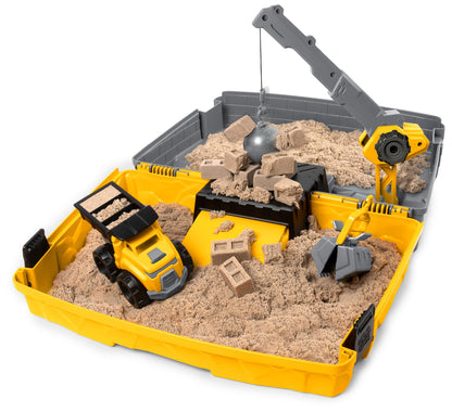 Kinetic Sand, Construction Site Folding Sandbox with 2lbs Play Sand & Toy Truck, Sensory Toys for Kids Ages 3 and up