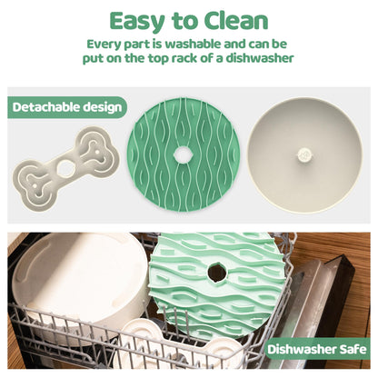 Puzzle Feeder Slow Feeder Dog Bowl for Large Dogs with Non-Slip Base - Adjustable Speed Design, Removable Puzzle Inserts & Dishwasher Safe, Green