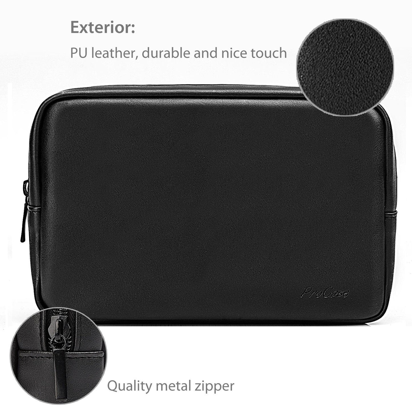 ProCase Accessories Bag Organizer Power Bank Case, Electronics Accessory Travel Gear Organize Case, Cable Management Hard Drive Bag -Black