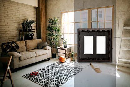 Henne Bery Sunken Pearls Heavy Duty Decorative Wall Plate Switch Plate Outlet Cover (Double Decorator, Aged Bronze)