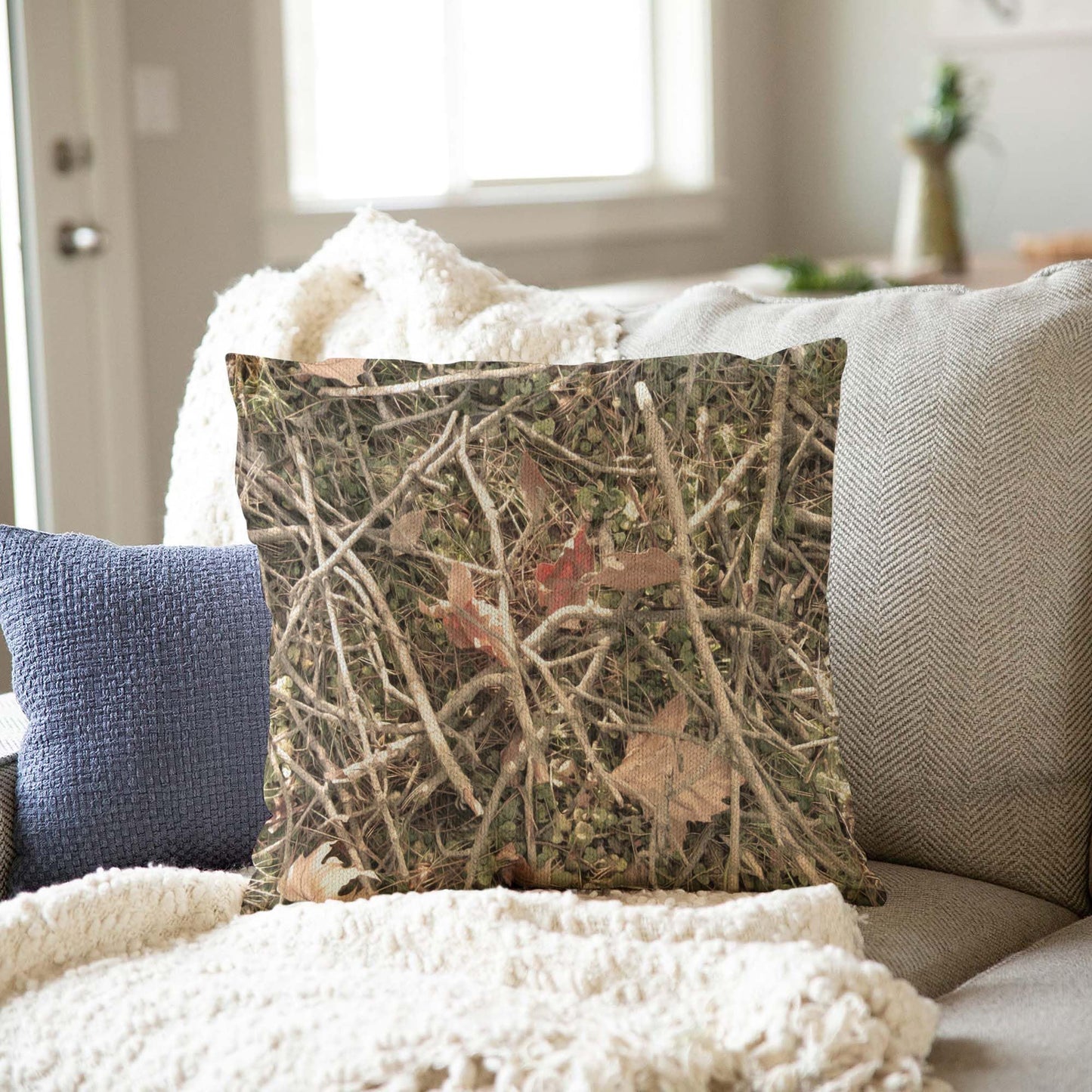Jiaopenyou Throw Pillow Cover 20x20 Inch,Camouflage Camo Forest Throw Pillow Case,Home Decor Cushion Covers for Sofa Living Room Couch Bed