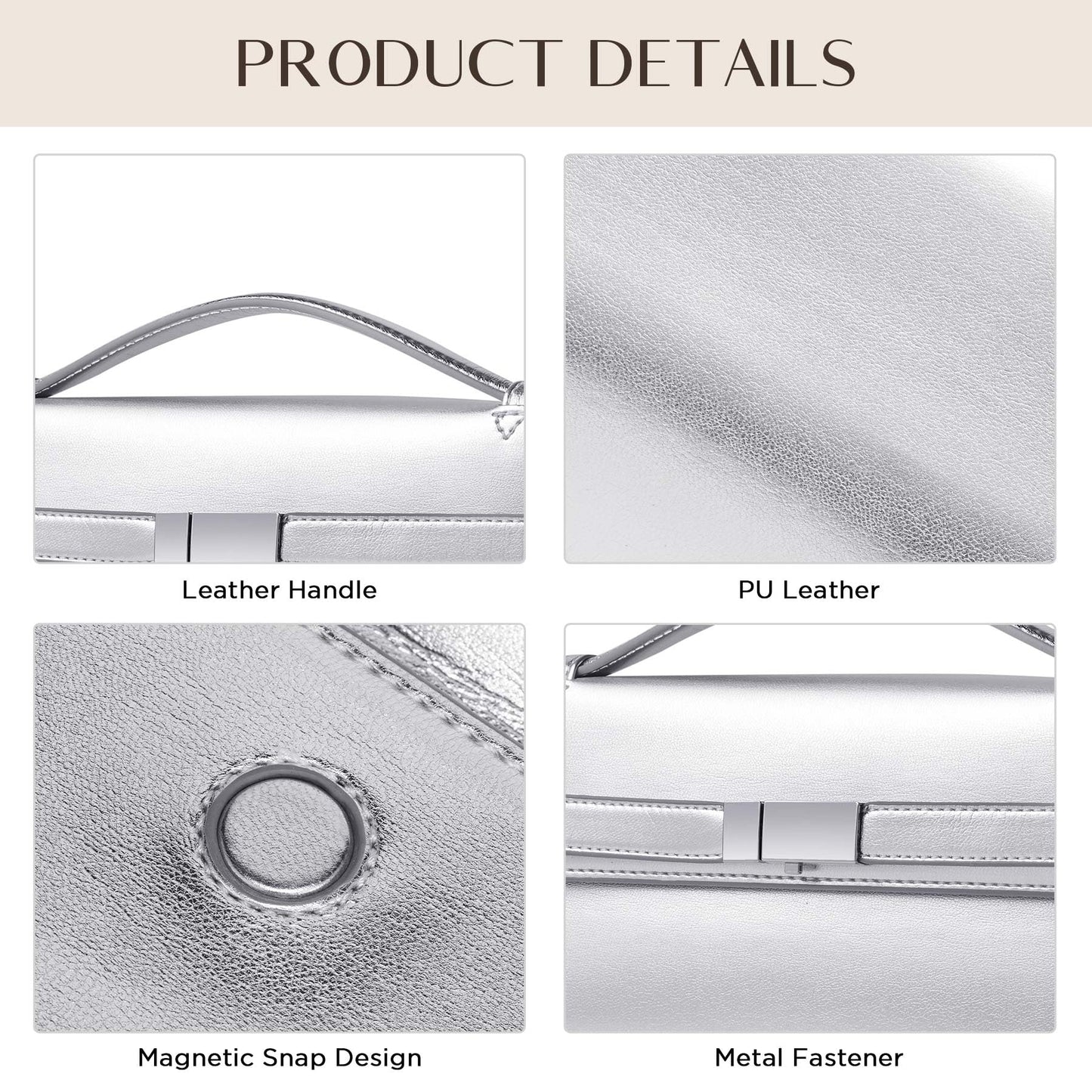 CHUNLI PU Leather Clutch Purses for Women, Trendy Ladies Top Handle Bag for Evening Work Business Daily Use