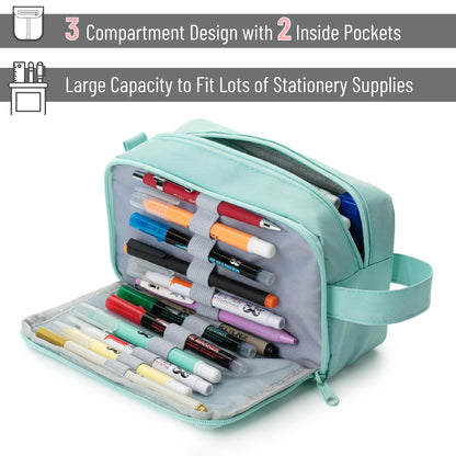 Mr. Pen Large Capacity Pencil Pouches and Bags - Mint Green School and College Pencil Case