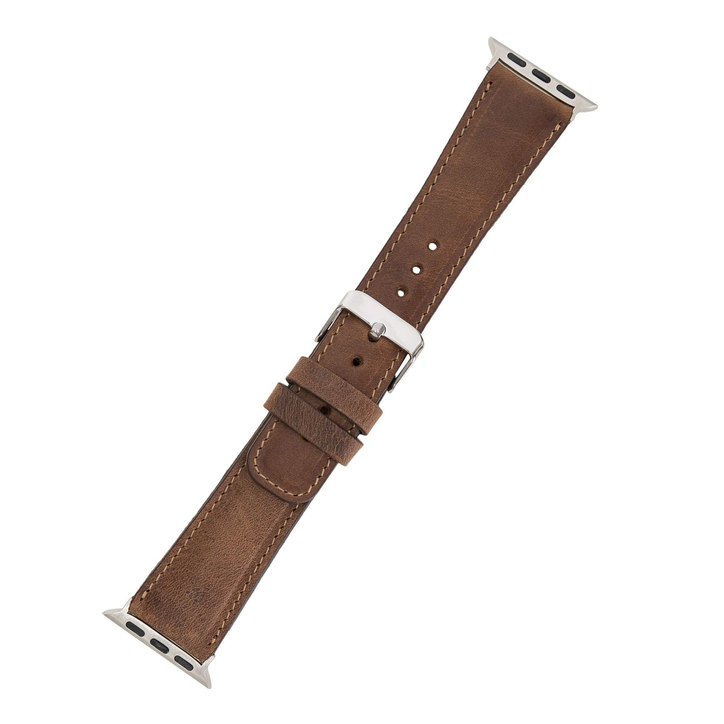 benvato Premium Handmade Leather Watch Band for Apple Watch SE 3 2 1 & Series 11 10 9 8 7 6 5 4 3 2 1 fits 42mm 41mm 40mm 38mm (Saddle Brown w/Silver Connector&Clasp)
