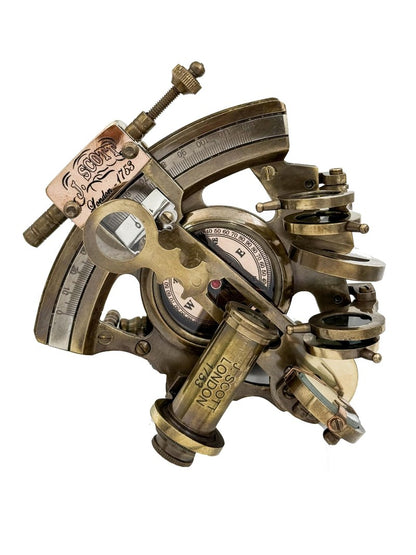 Handmade Astrolabe Brass Sextant inbuild Compass with Hardwood Box.