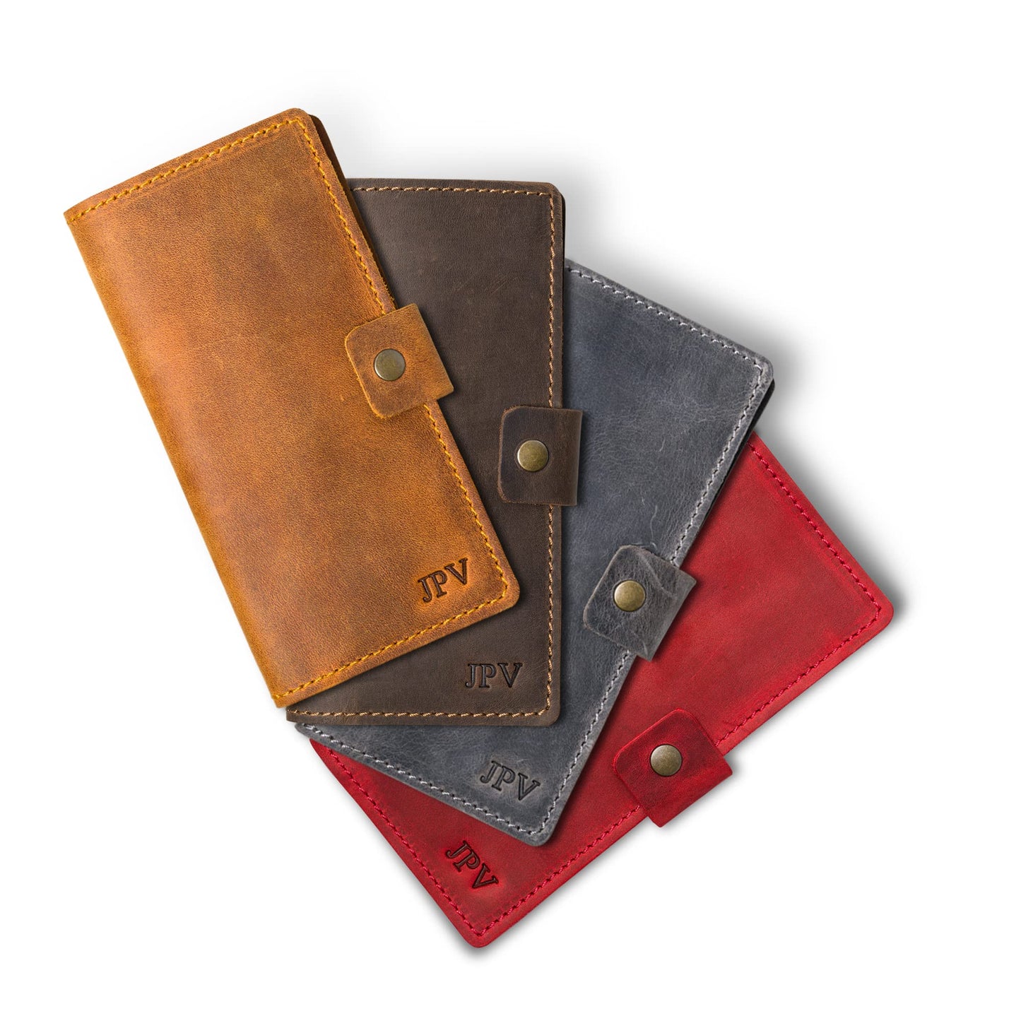 PEGAI Handmade Personalized Leather Checkbook Covers For Personal Checkbook | 100% Distressed Leather Checkbook Cover & Wallet | Business Checkbook Cover | Clark (Chestnut)