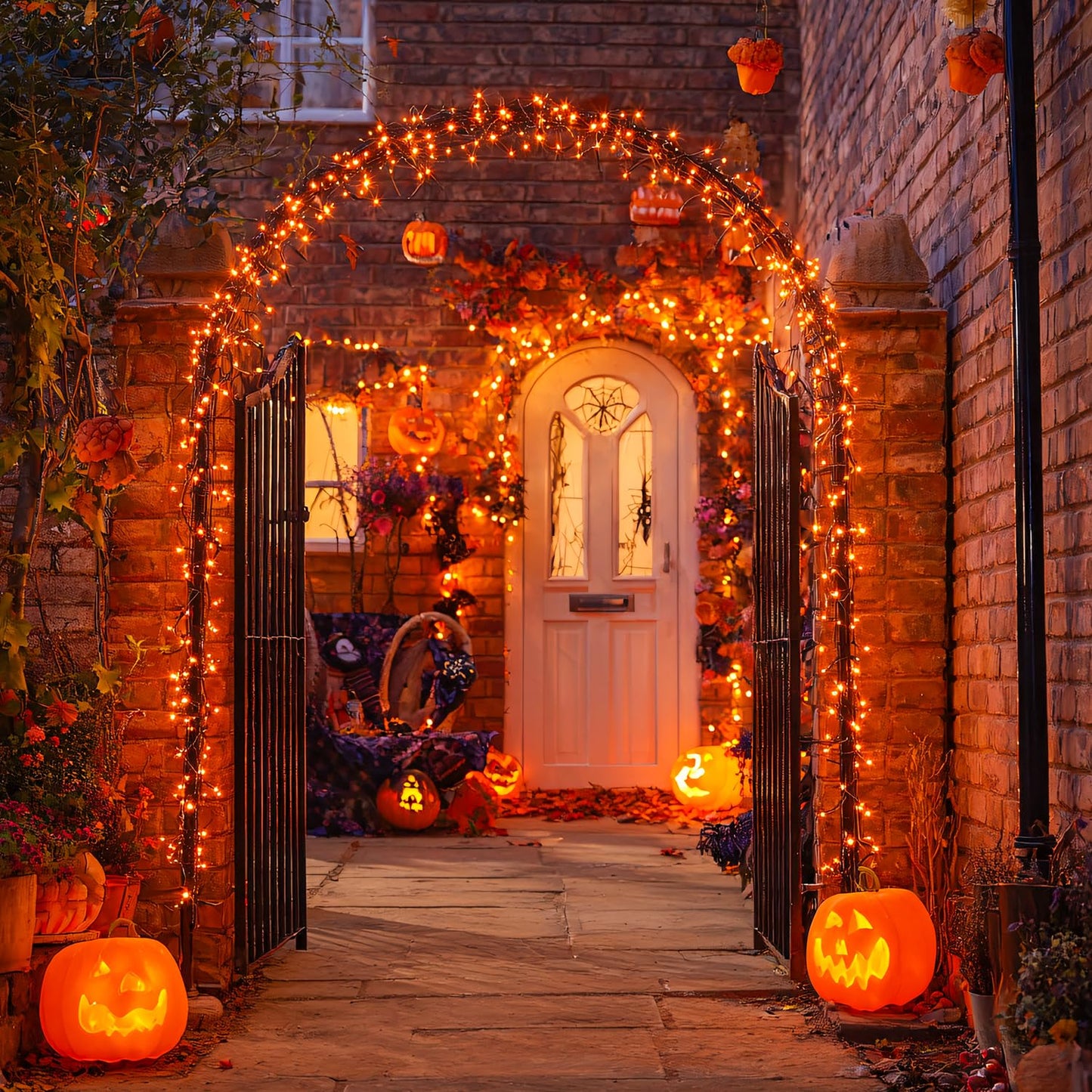 JMEXSUSS Orange Halloween Lights Battery Operated, Each 33 FT String Lights Indoor Outdoor Waterproof, 2 Pack 100 LED Christmas Light for Halloween Tree Thanksgiving Decorations