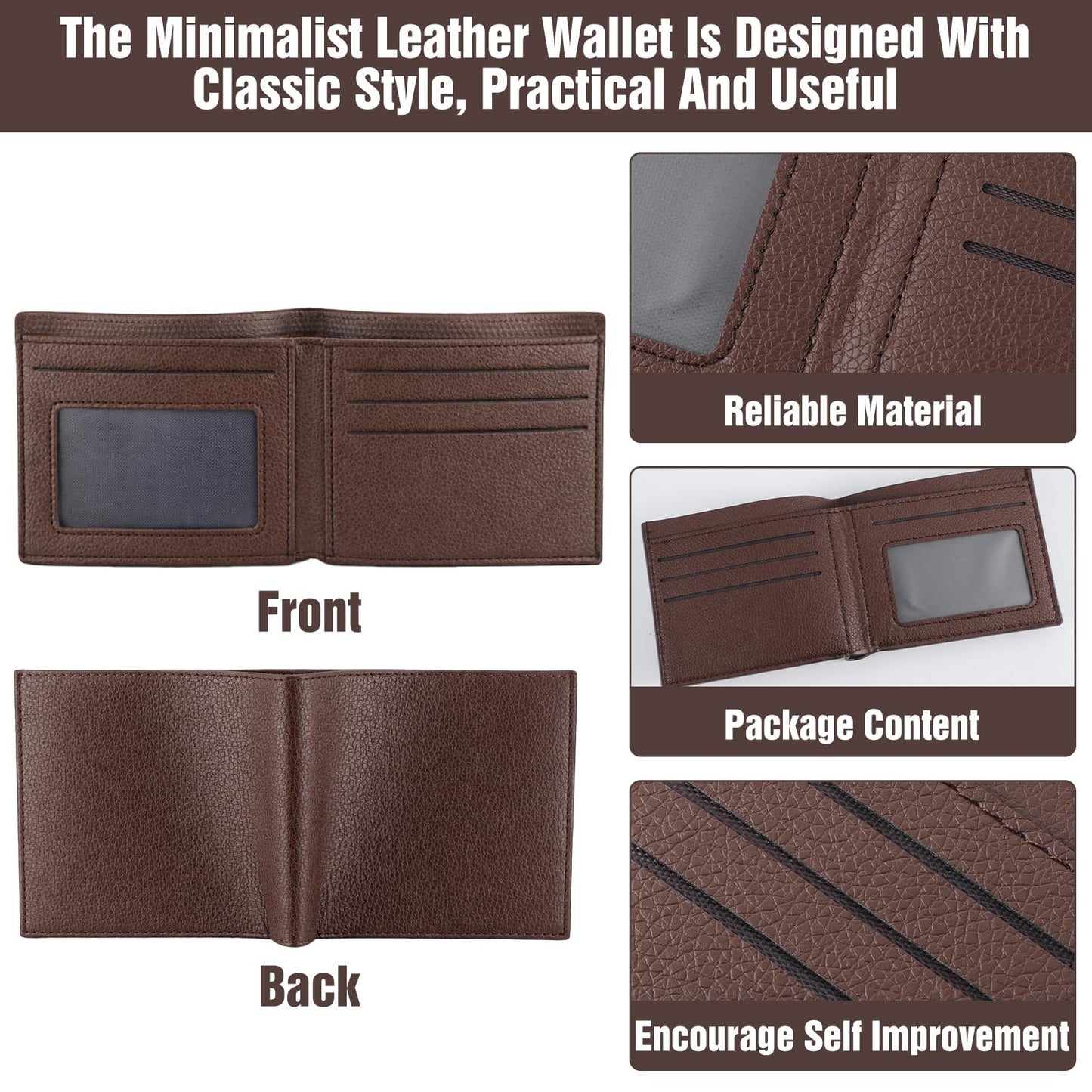 Kegeeei 12 Pcs Leather Bifold Wallets For Men, Bulk Mens Wallet For DIY Engraving, PU Leather Personalized Gift Wallets, 4.53x3.54 Inch, Brown