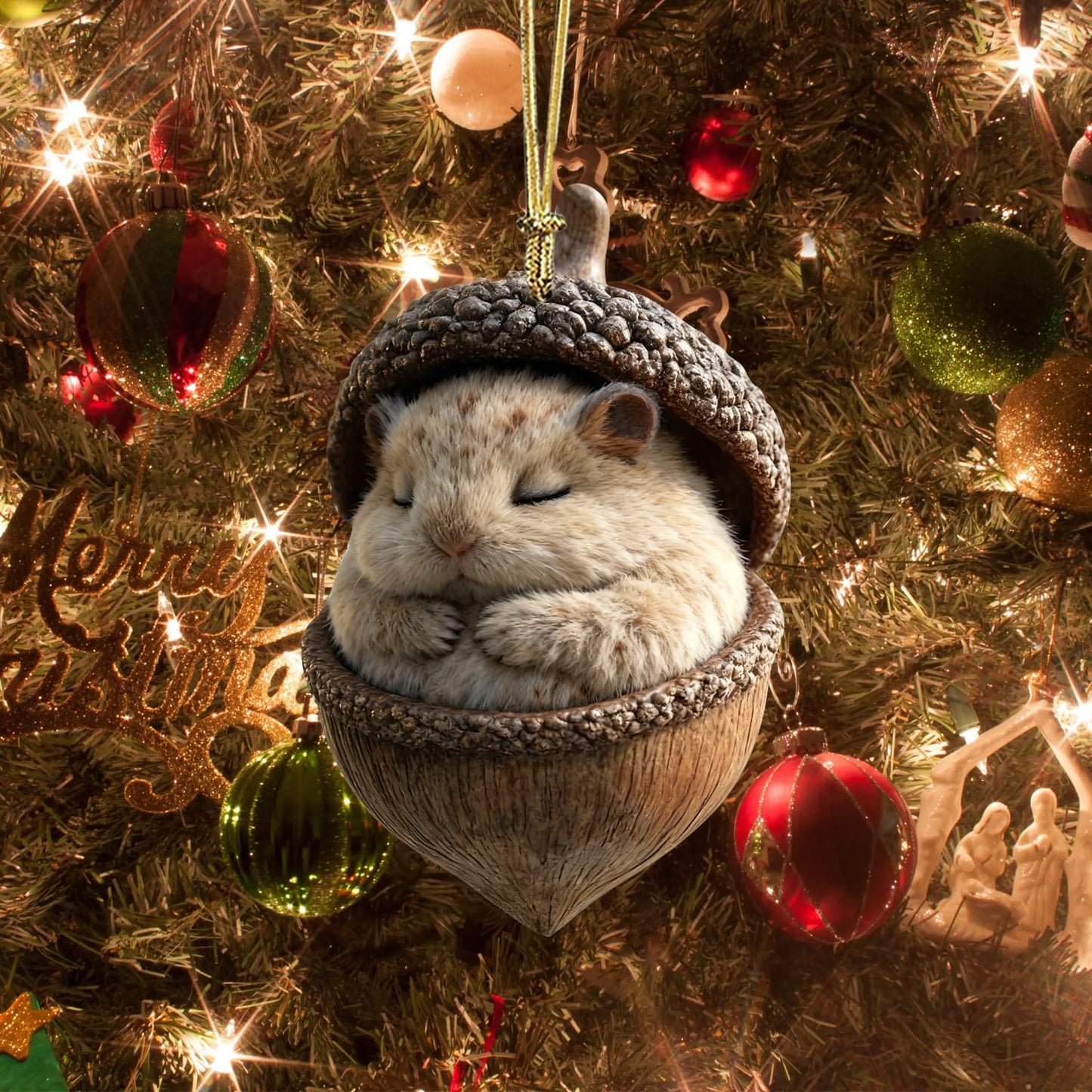 Christmas Tree Decoration,8Pcs Cute Animals Christmas Tree Acrylic Pendant, Fun Pinecone Xmas Hat Xmas Tree Accessories Christmas Pendants Hanging, Cat Hedgehog Penguin Christmas Ornament