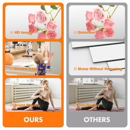 Hasipu Home Gym Mirror 55" L x 21" W - 2PCS Large Full Body Mirror for Yoga, Fitness, Garage, Dance Studio, Wall-Mounted, 0.16in Tempered Glass Frameless