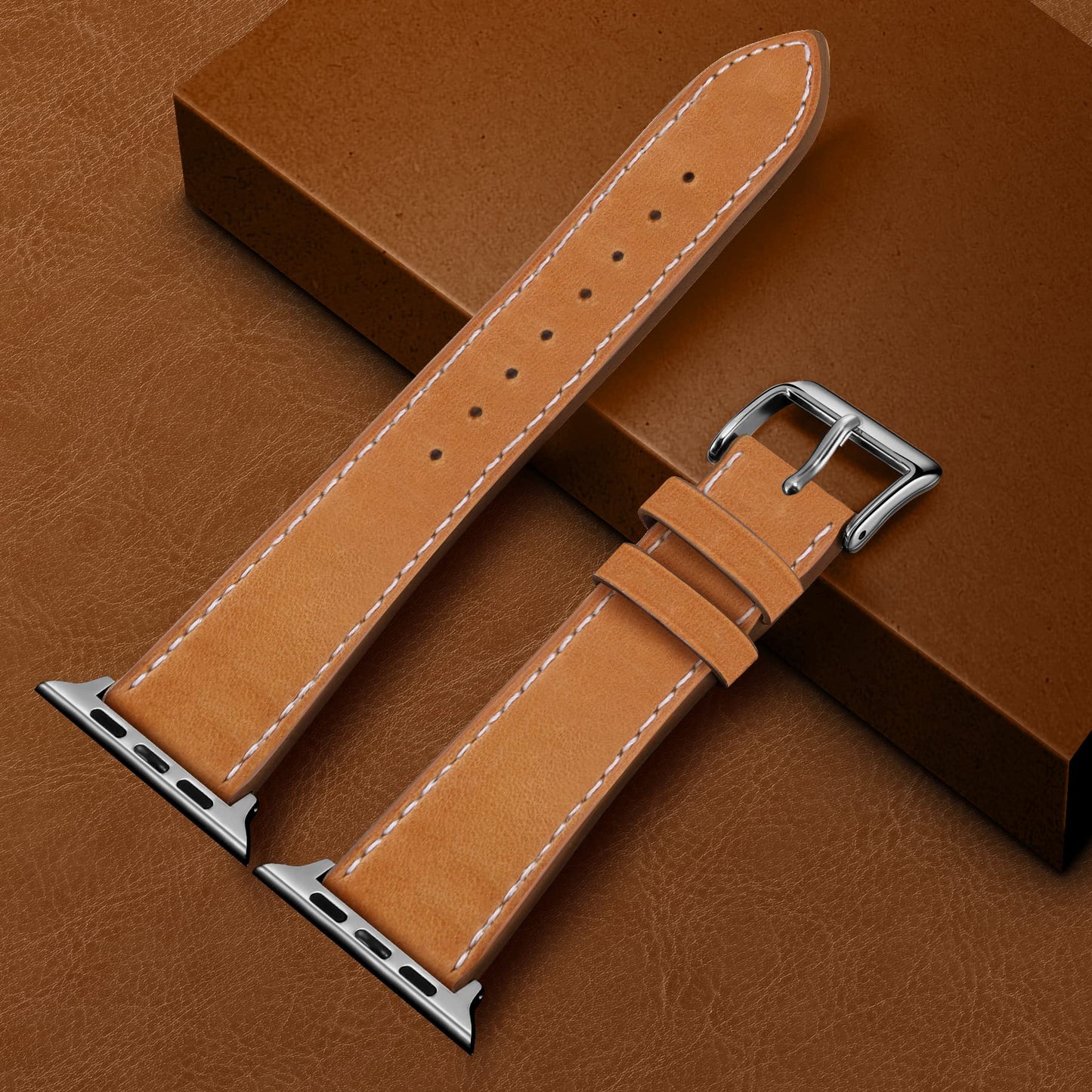 Marge Plus Compatible with Apple Watch Band Series 11/10(42mm), Series 9/8/7(41mm), SE 3/2/1(40mm), (Series 6/5/4(40mm), Series 3/2/1(38mm), Genuine Leather Bands Replacement Strap for iWatch, Women & Men