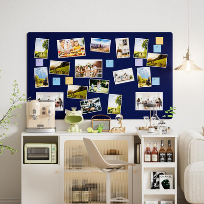 MaxGear Extra Large Bulletin Board 60" x 36", Foldable Felt Board Vision Board Supplies, Cork Board for Office, Home, School, Small Pin Boards for Walls Decorative Display Board Dark Blue