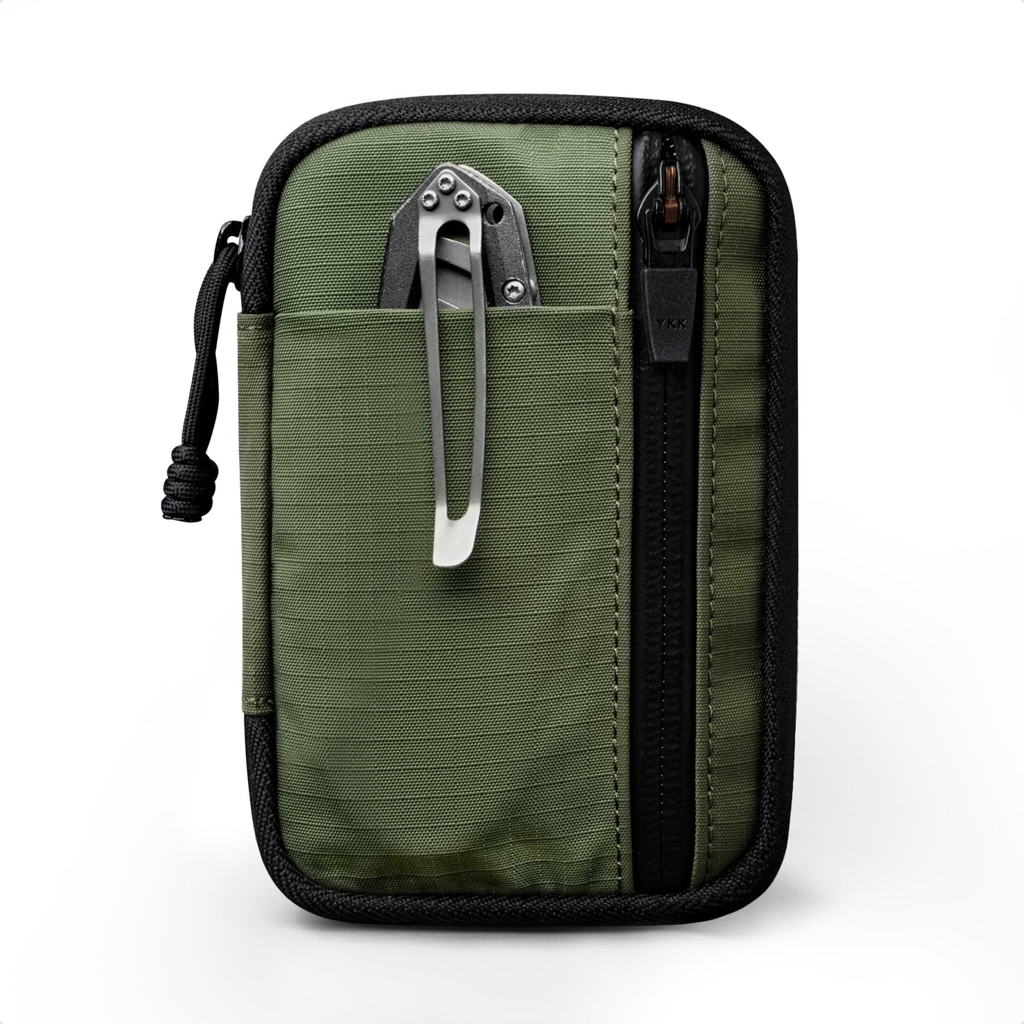 ALPAKA HUB Pouch V2 EDC Organizer for Cables, Cards, Coins, RFID Blocking Small Tool Bag and Pocket Protector for Everyday Carry and Travel, Axoflux 210D Ripstop Nylon, Green