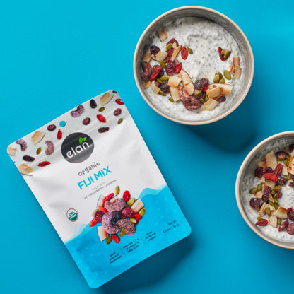 Elan Organic Fiji Mix, 4.8 oz, Non-GMO, Gluten-Free, Vegan, Kosher, Dried Fruits (Dried Goji Berries, Dried Cranberries), Superfood Infused Nuts (Blueberry Acai Cashews), Pumpkin Seeds