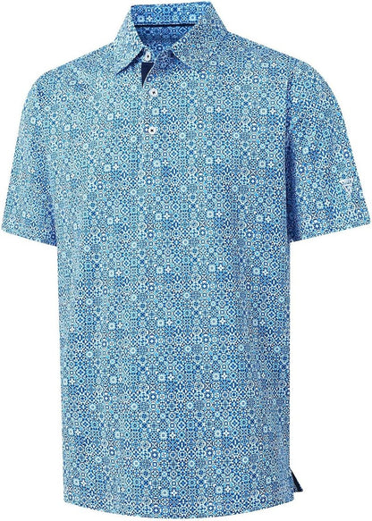 Men's Moisture-Wicking Golf Polo Shirt - Short Sleeve Dry Fit with Stylish Print Patterns