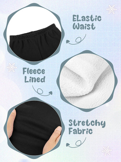 Resinta 1 Pair Girls Winter Warm Cotton Fleece Lined Leggings Thick Thermal Tights Pants Soft Basic Full Length Pants