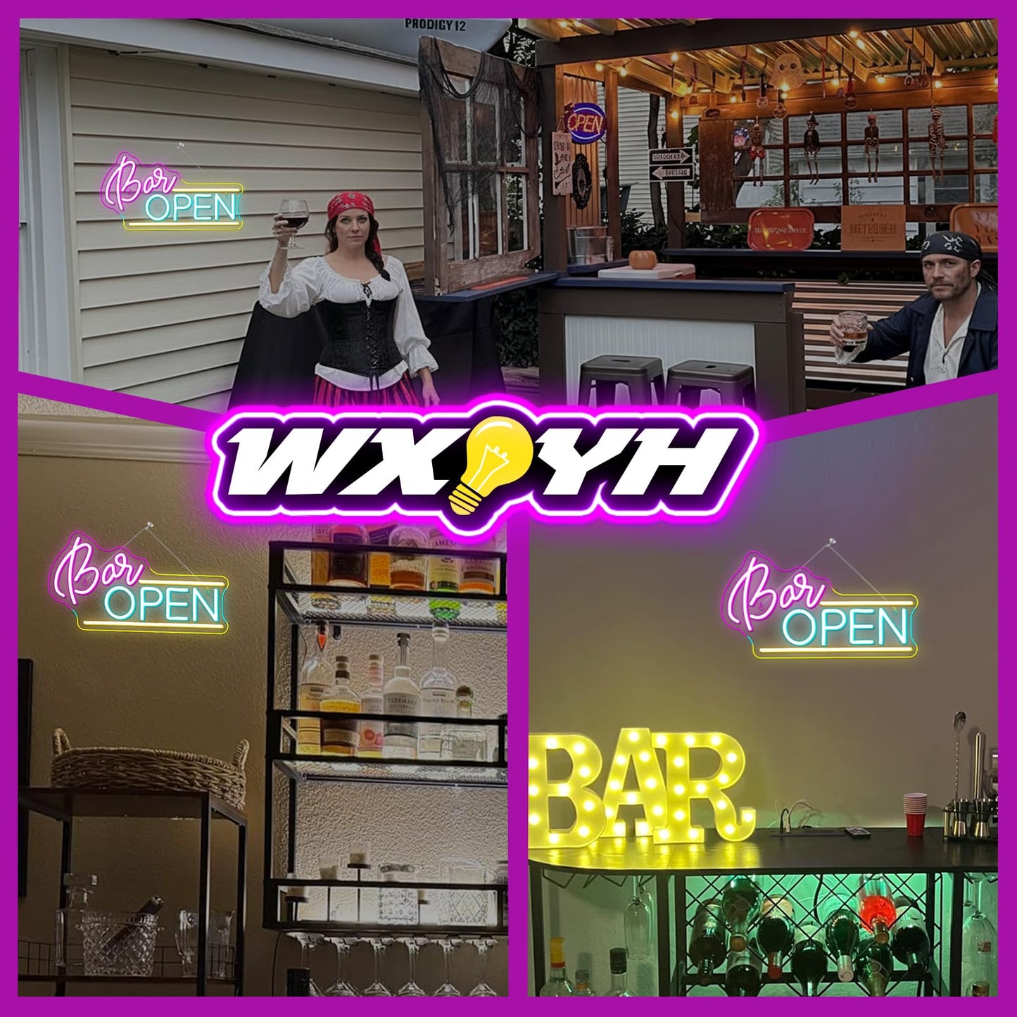 WX&YH Bar Open Neon Sign Led Sign for Wall Open Home Bar Decor Open Bar Neon Lights Signs for Business Window Pub Cafe Man Cave Club Restaurant Open Sign Decor Gifts to Club Party
