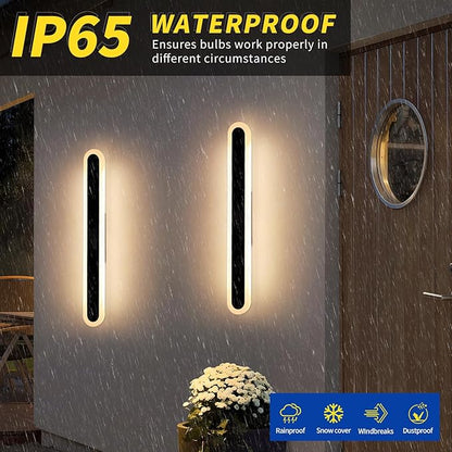 2 Pack 23.6inch Exterior Wall Light Fixture, Long Outdoor Modern LED Wall Lights, 3 Color 3000K/4500K/6000K, 24W, IP65 Waterproof Oval Outside Porch Lighting for House, Garage, Fence, Garden