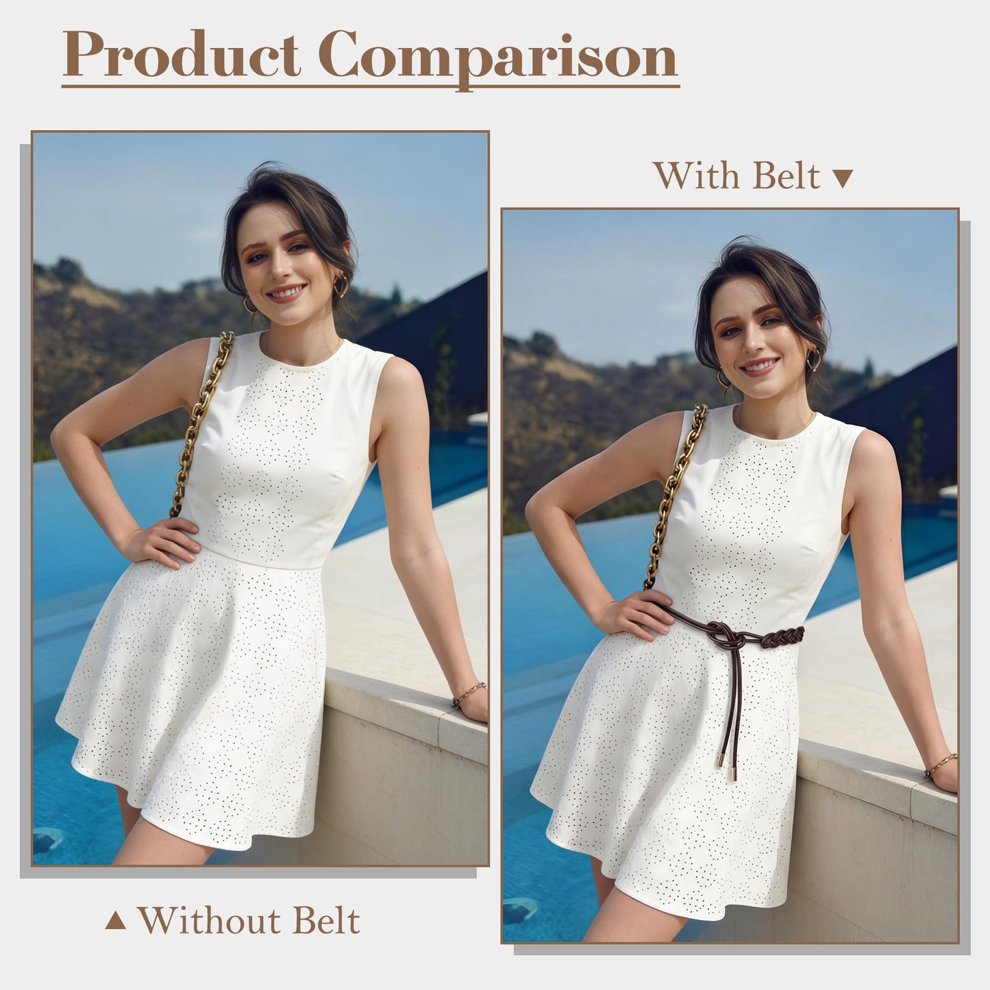 CHIC DIARY Women Braided PU Leather Rope Belt Adjustable Thin Waist Belt Boho Waist Wrap for Dresses