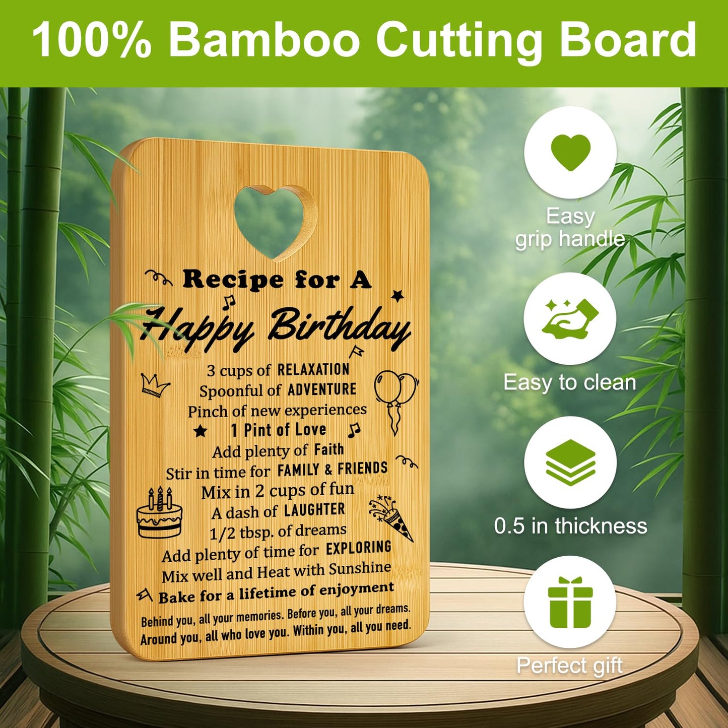 Unique Birthday Gift Decorative Bamboo Cutting Board Decor Kitchen Gifts for Friend Sister Kitchen Wood Gift Christmas Cheese Serving Boards Xmas Presents