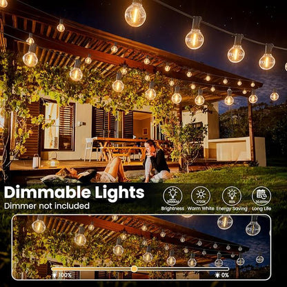 RTTY Outdoor String Lights 120ft, G40 Led Patio Globe Lights with 62pcs Bulbs,Shatterproof Waterproof Connectable Hanging for Porch Cafe Bistro Backyard Gazebo Balcony Deck Party