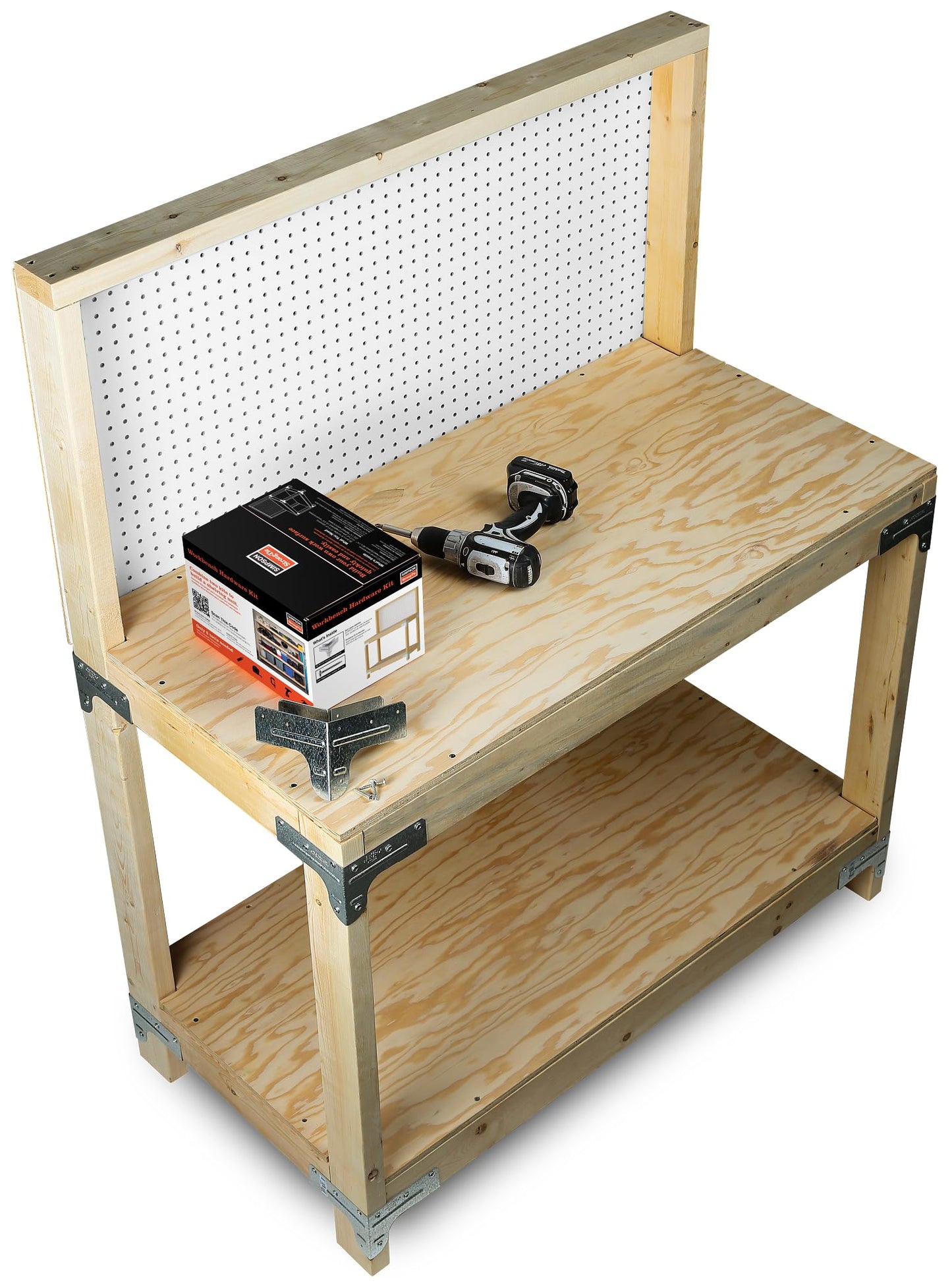 Simpson Strong-Tie WBSK - Workbench and Shelving Hardware Kit Featuring Rigid Tie RTC2Z Corner Connector & Wafer-Head Screws, Ideal for Woodworking & Home Improvement Projects