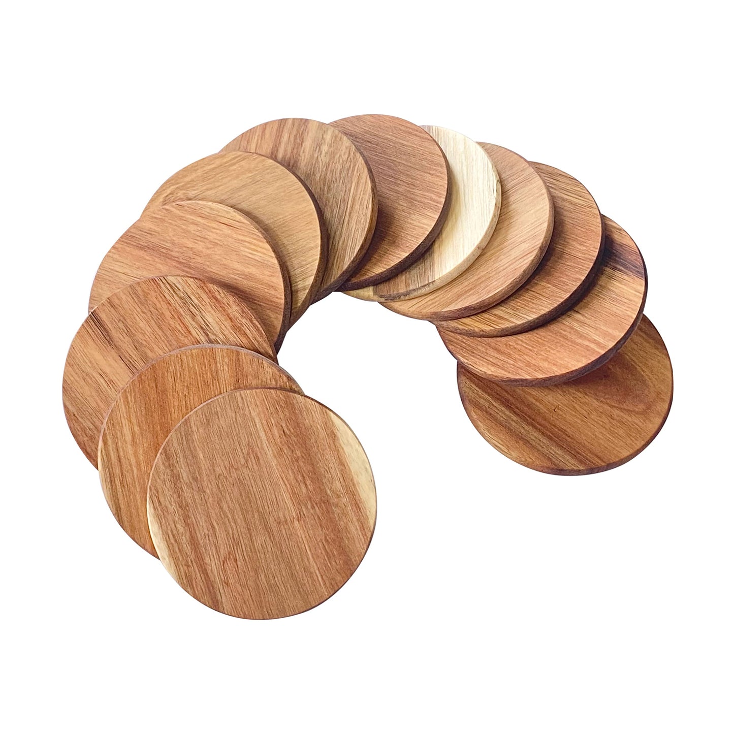 12 Pack Acacia Wood Drink Coasters, 3.74 Inch Round Wooden Cup Coasters