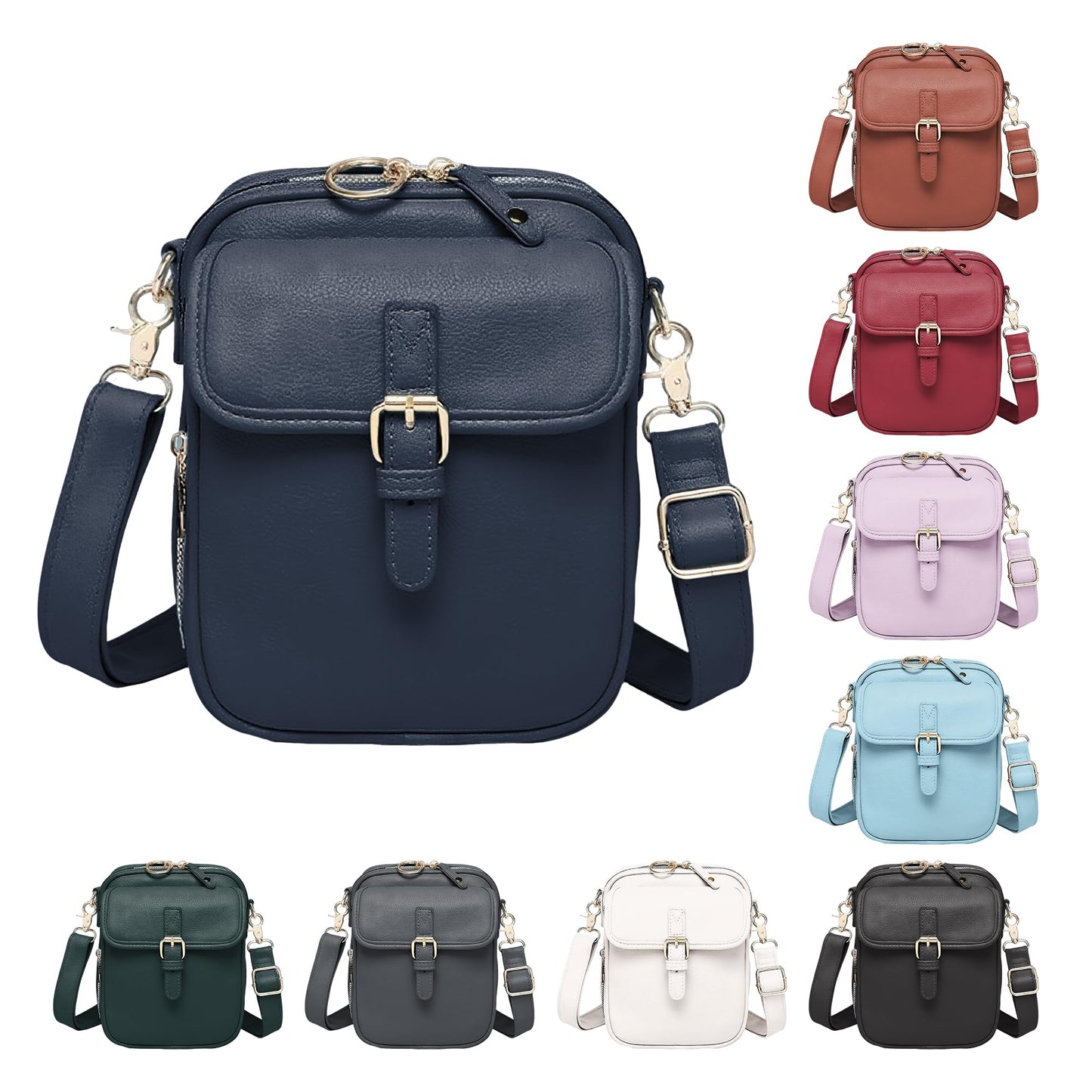 Leather Crossbody Bags for Women Travel Small Crossbody Purse Anti Theft Waterproof Bum Bag with Built in Wallet