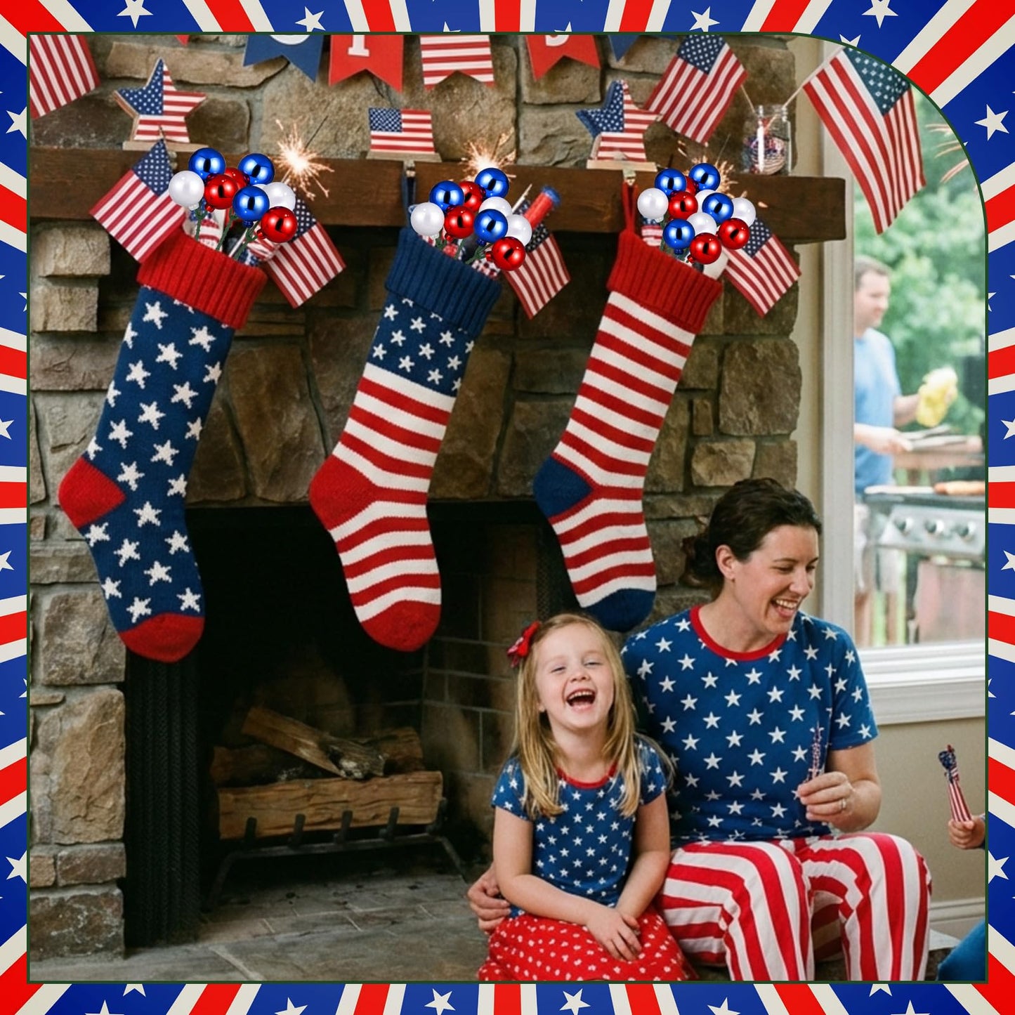 Syhood 12 Set 4th of July Red White and Blue Ball Picks Patriotic Tree Decoration 7.9 Inch 250th Anniversary Glitter Ball Ornaments on Wired Picks and Sprays for Independence Day Tree Wreath Vase DIY