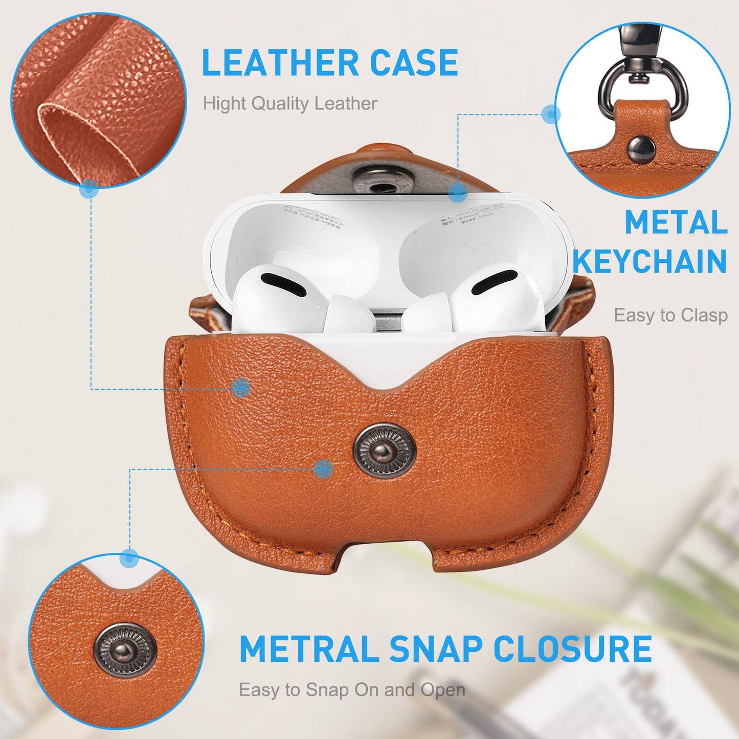 Maxjoy for AirPods Pro 3 Case Leather, Airpods Pro 3 Leather Case Cover with Keychain Compatible with Apple Airpod Pros 3rd Generation 2025 (Front LED Visible),Brown