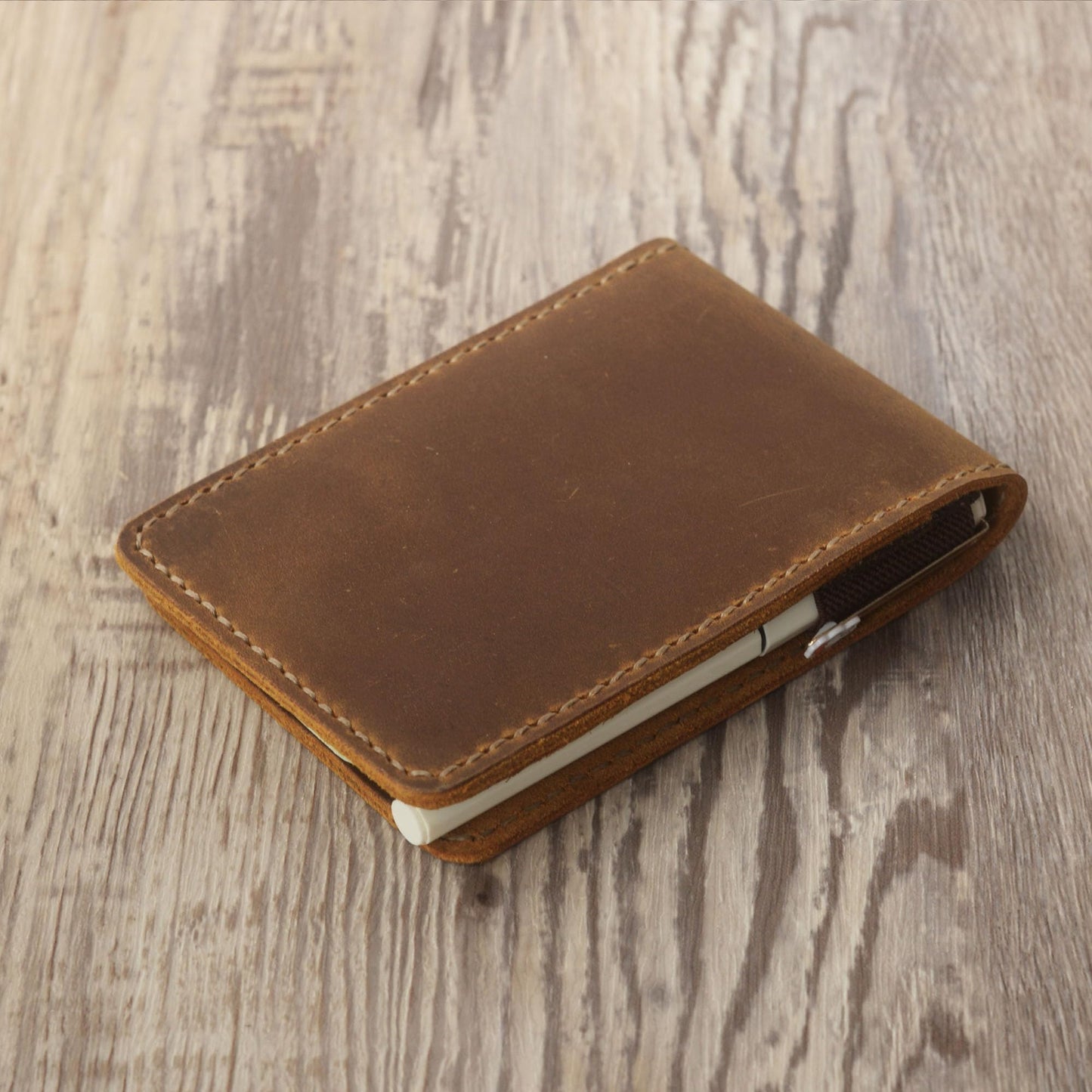 Genuine Leather Notebook Holder for 3" x 5" Top spiral Notebook, Leather Cover for Rite in the Rain Top Spiral Notebook 3" x 5"