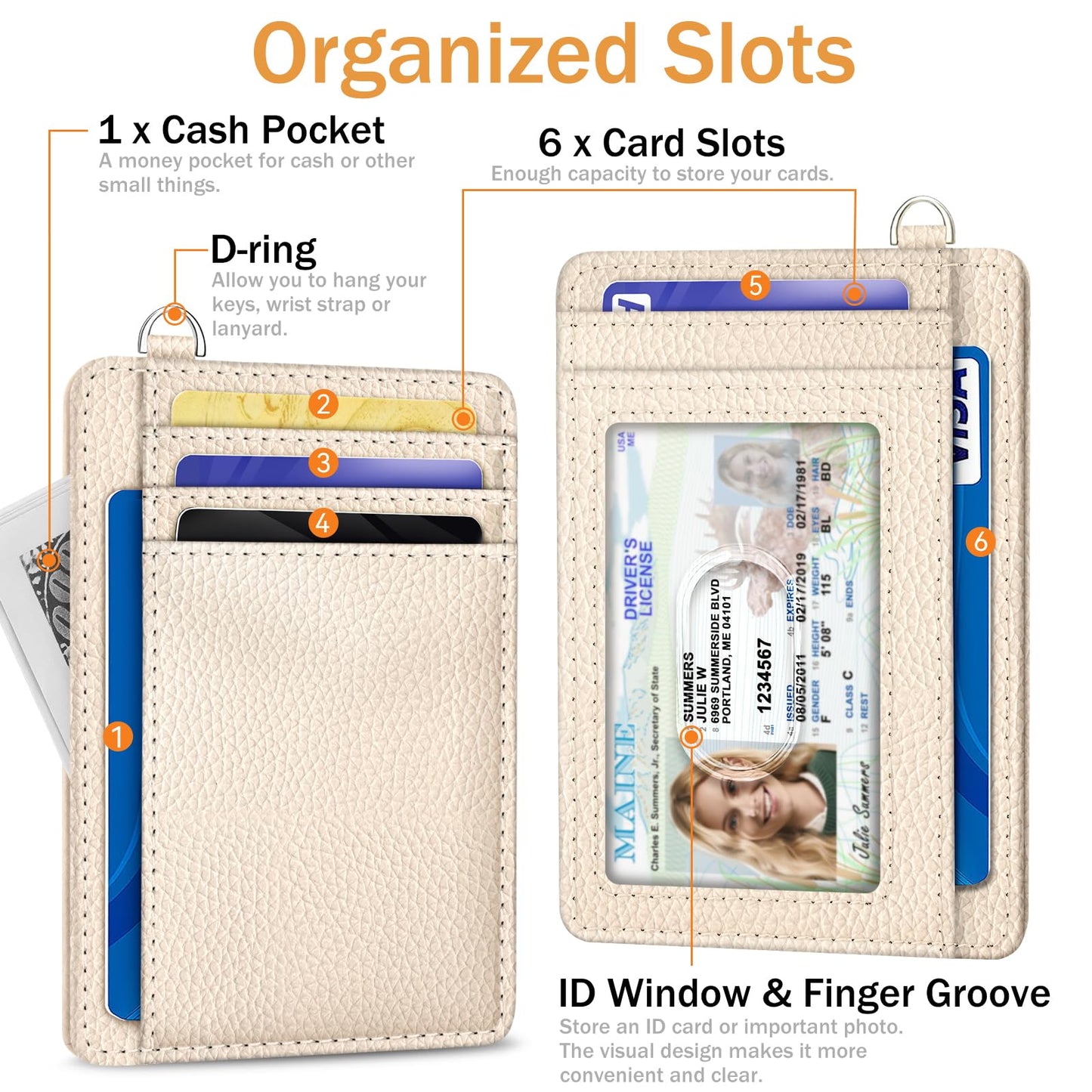 Yonlevres Credit Card Holder for Women, Slim RFID Wallet Front Pocket Small Card Holder, Travel Card Case ID Window PU Leather Cute Funny Thin RFID Blocking Card Organizer Gifts Girls Ladies