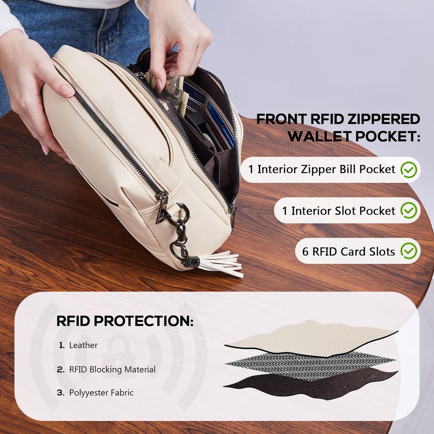 POIUGOYA Crossbody Purses for Women Trendy,Vegan Leather Medium Crossbody Bag,Women's Crossbody Travel Purse Built in Wallet