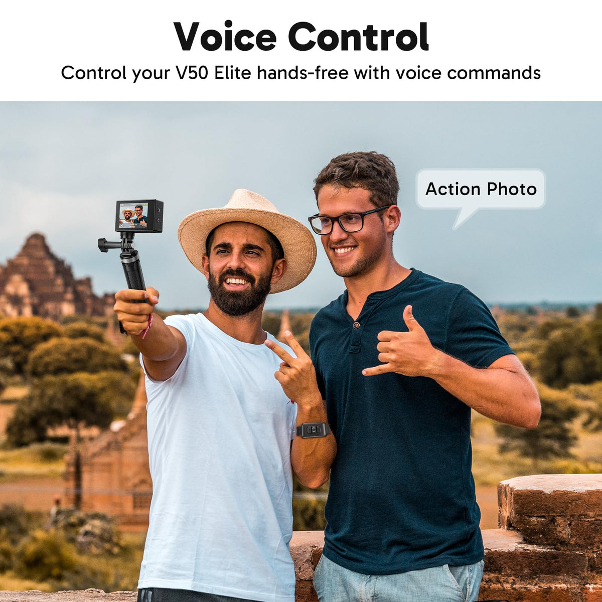 AKASO V50 Elite 4K60fps Action Camera with 128GB MicroSDXC U3 Memory Card Accessories Kit Bundle Voice Control EIS 131 feet Waterproof Camera 8X Zoom Remote Control