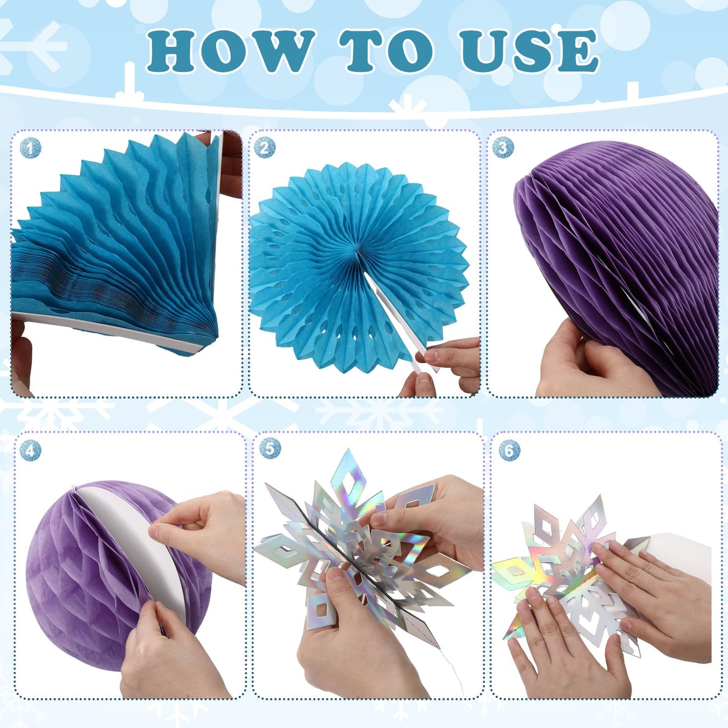 Colarr 18 Pcs Wonderland Snowflake Castle Birthday Party Decorations Winter Decorations Table Centerpiece Ice Winter Snowflake Castle Foam Board Hanging Iridescent Balls Wonderland Birthday Decor Kit
