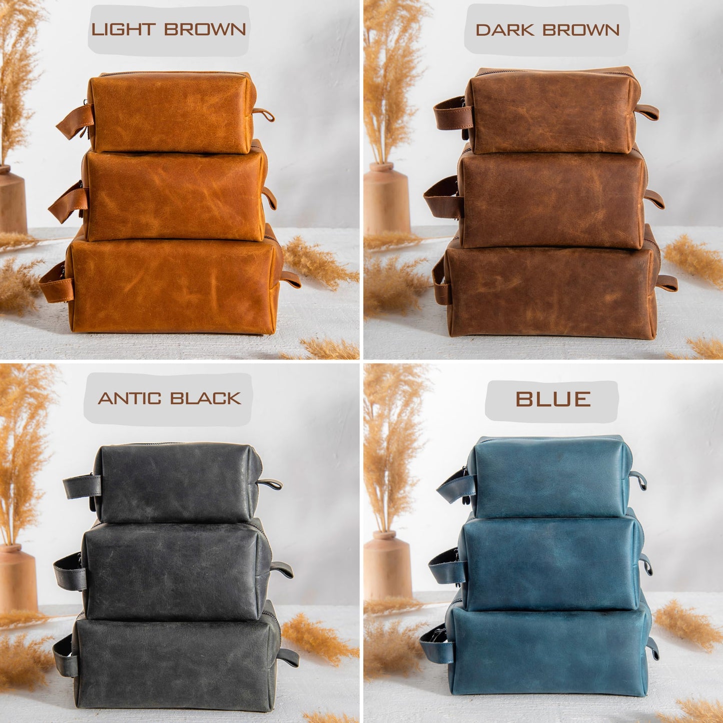 Personalized Leather Toiletry Bag for Men – Custom Shaving Dopp Kit with Name or Initial, Travel Gift for Groomsmen, Husband, Dad, Boyfriend, Birthday, Anniversary, Valentines Day Gifts for Men, Him