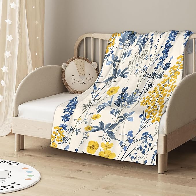 Vintage Wildflower Blanket Gfits for Women Men Kids Botanical Throw Blankets Soft Lightweight for Home Decor Couch Bed Sofa 50x60 Inches