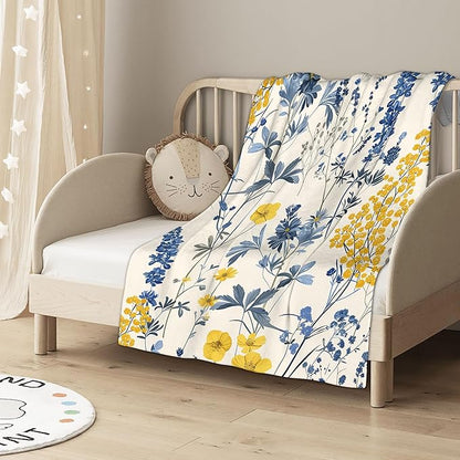Vintage Wildflower Blanket Gfits for Women Men Kids Botanical Throw Blankets Soft Lightweight for Home Decor Couch Bed Sofa 50x60 Inches