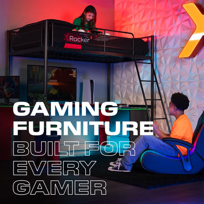 X Rocker Pixel Printed Video Gaming Floor Chair with Headrest Speakers, Wireless Bluetooth, Foldable, Vegan Leather, 300 lbs Max, Amazon Exclusive, Black