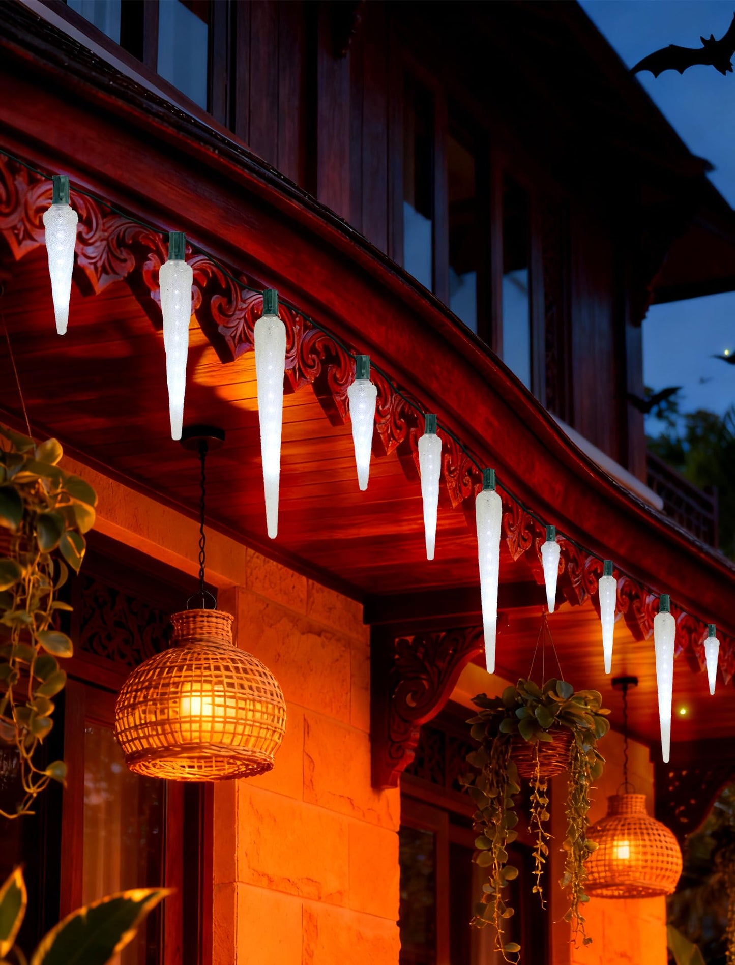 Adirxon Bright LED Christmas Lights Outdoor, 10.5FT 10-Bulb Waterproof Icicle Lights, 10000K Cool White Plug-in String Lights for Roofline, Yard, Party & Holiday Decorations