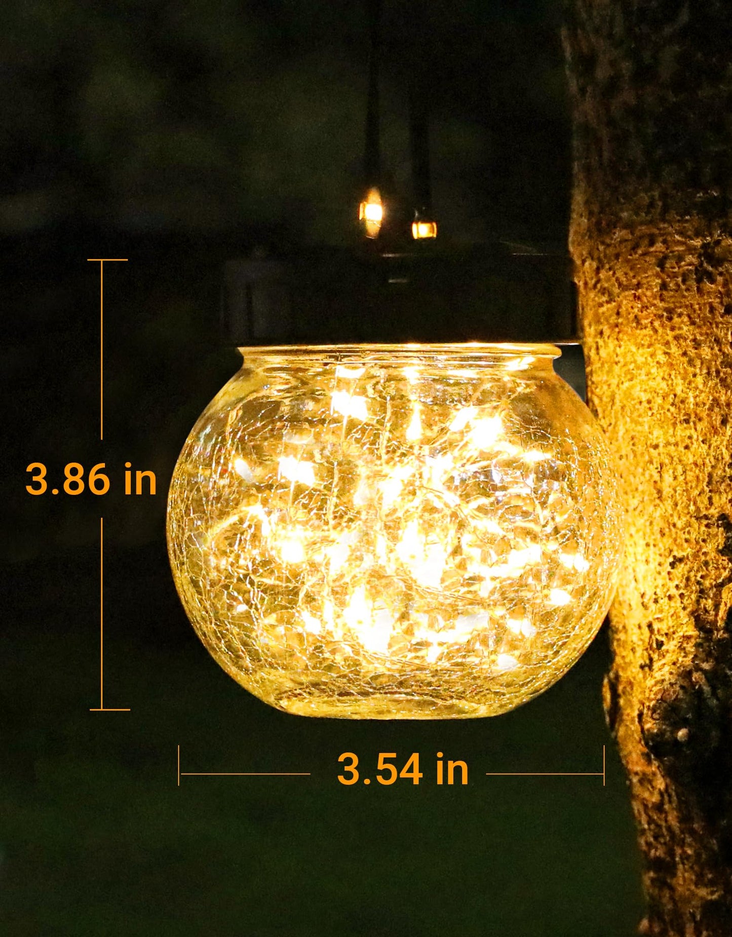Solar Lanterns Solar Lights Outdoor Waterproof 6-Pack, Solar Powered Hanging Lights Cracked Glass Hanging Globes for Christmas Decoration, Shepherd Hook, Garden Tree Ornaments