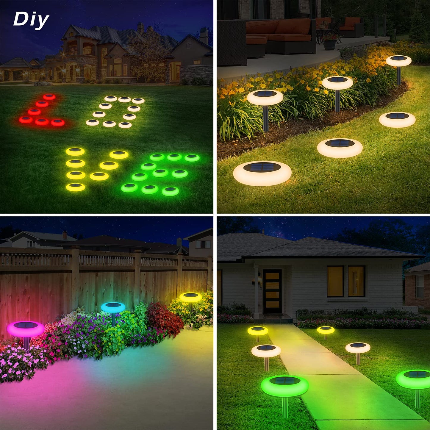 intelamp Solar Pathway Lights Outdoor, 6 Pack 9 Color Changing with Remote Control, Dusk to Dawn Solar Powered Waterproof LED Ground Lighting for House Outside Lawn Garden Yard Patio