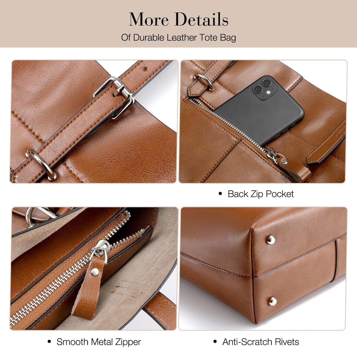 UEIRY Genuine Leather Tote Bag for Women, Large Women's Leather Shoulder Bags, Designer Womens Totes Purse with Top Handles